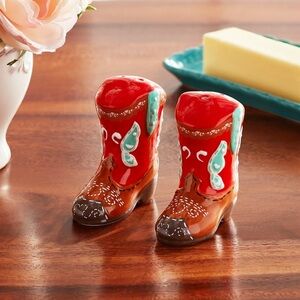 The Pioneer Woman Red Cowboy Boots Salt and Pepper Shaker Set NEW